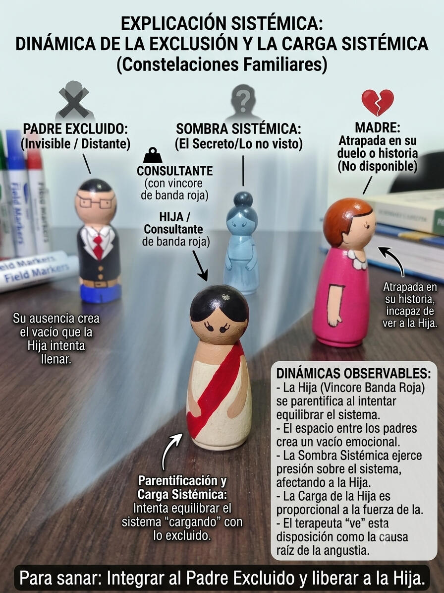 Mujer que carga un peso y siente carga emocional Representacion de siruacion donde hay secretos y el padre esta exclluido